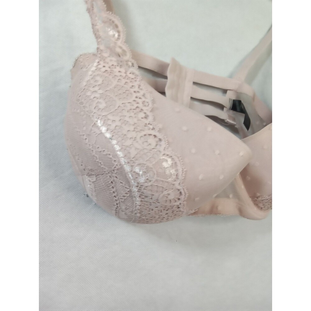 Smart And Sexy Pink Bra 38DD Lace Bow Floral - Picture 3 of 9